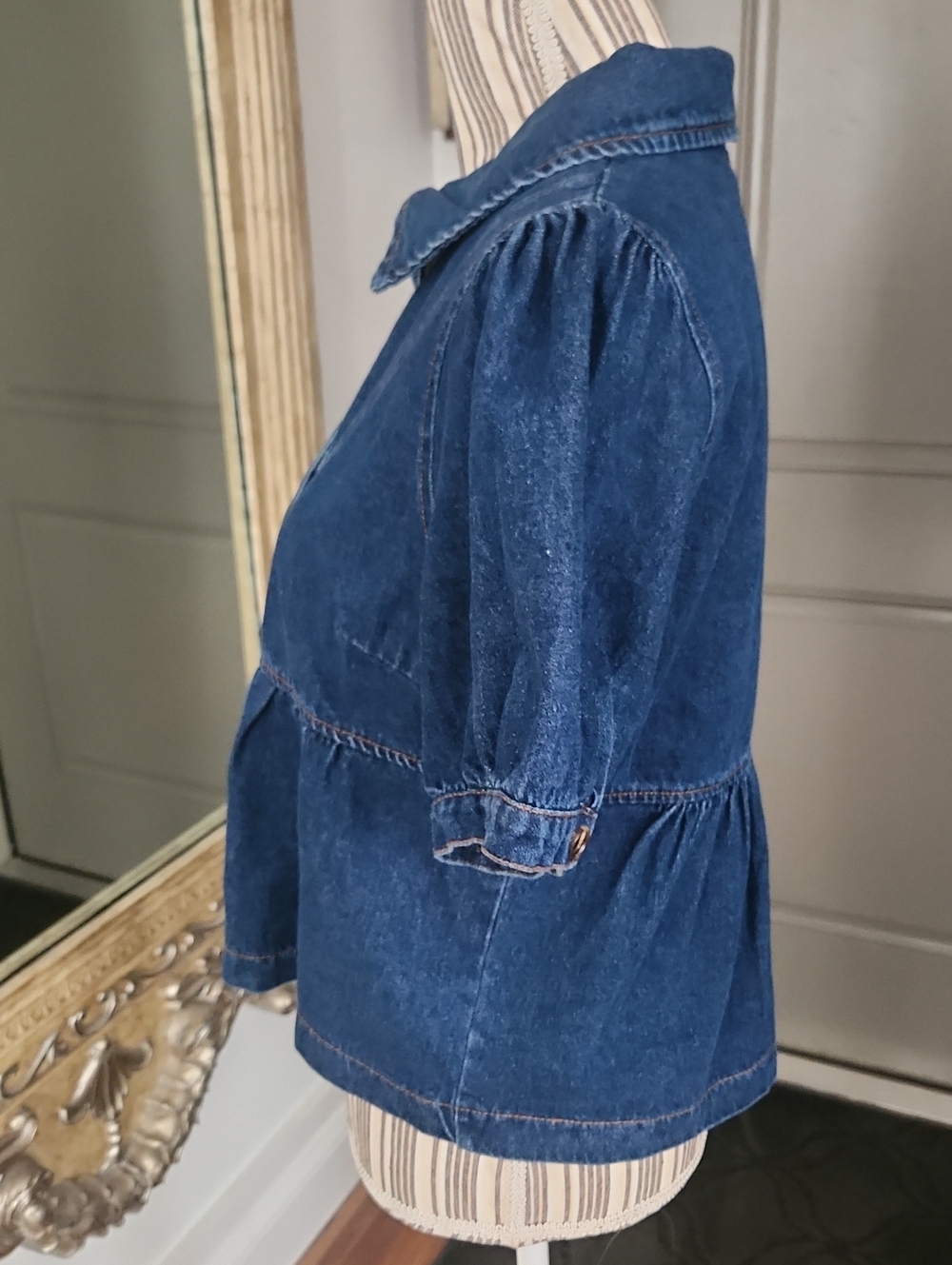 Le Lis Denim Two-Piece Set - Blue Button Front Top & Shorts - Picture 4 of 12